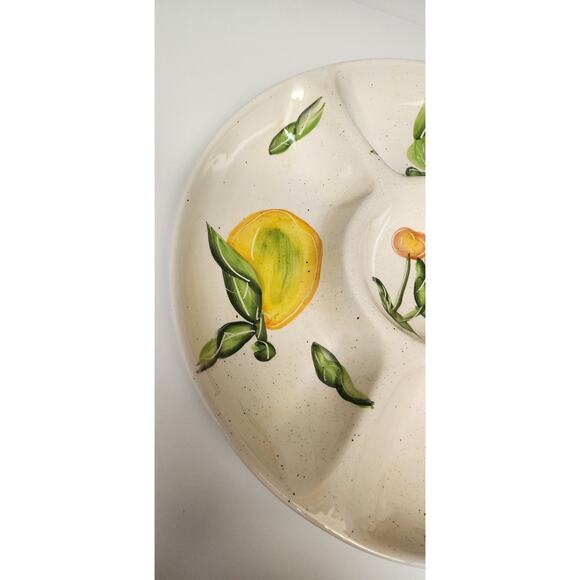 Vigor Vintage Ceramic Porcelain Divided Fruit Themed Dish 14 1/2 Wide x 2" Deep - Picture 3 of 8